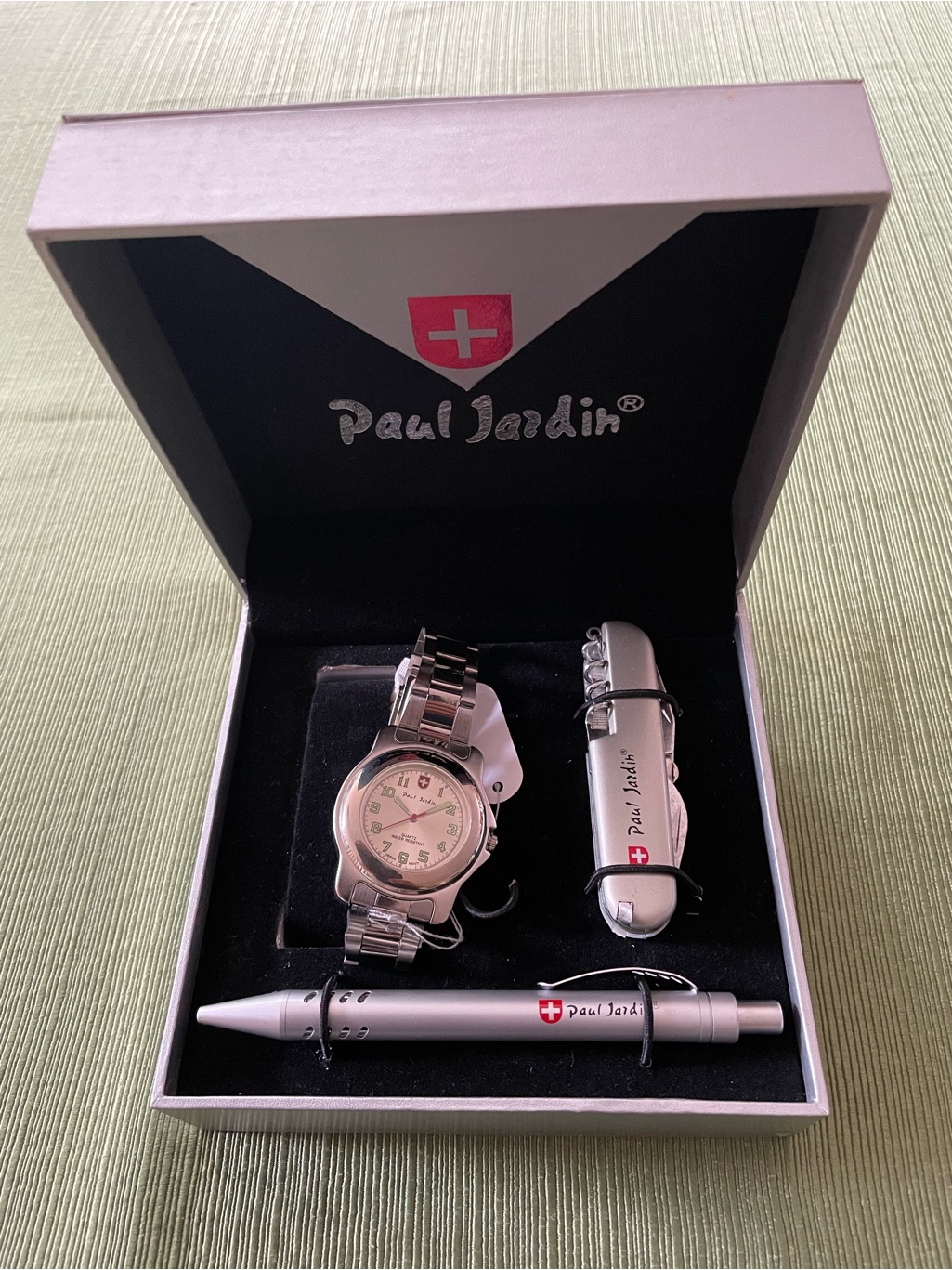 Paul Jardin Mens SilverTone Watch Pen  Pocket Tool Set  Silver